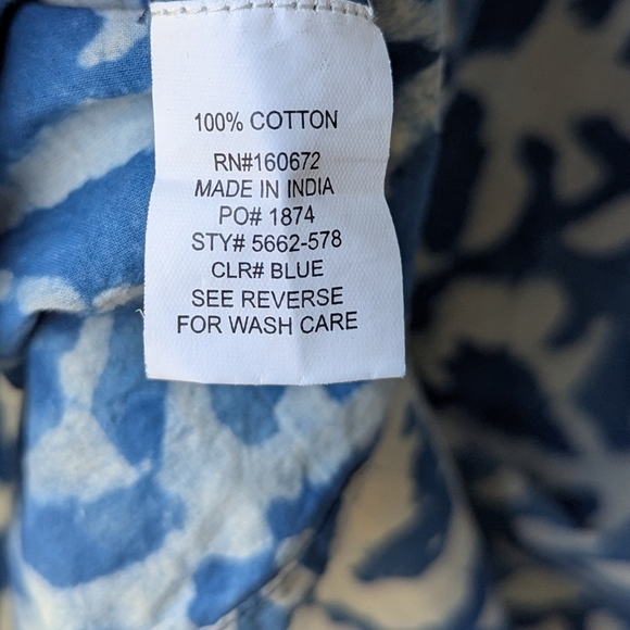 Blue Island Blue Floral Ikat Swim Coverup Dress Size XS 100% Cotton Beachy Boho - Picture 6 of 8